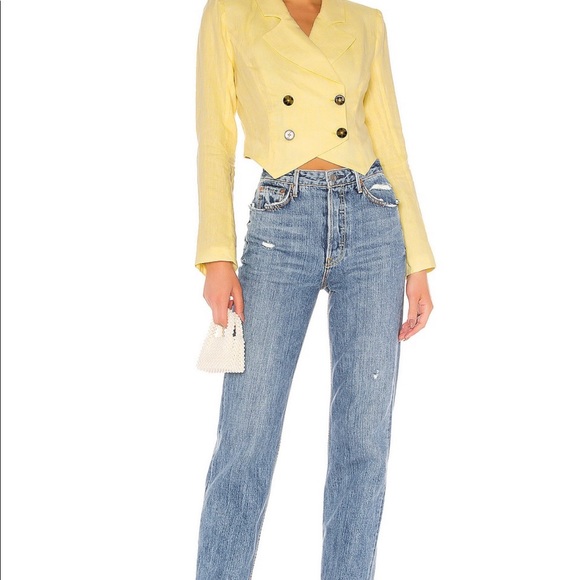 Revolve Pastel Yellow Cropped Blazer - Picture 9 of 10